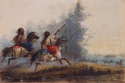 Mujeres, tribu de serpientes, conduciendo caballos, c.1837 de Alfred Jacob Miller