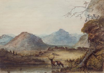 Formaciones de roca cerca del agua dulce, c.1837 (acuarela sobre papel) de Alfred Jacob Miller