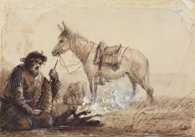 Francois preparando la cena, c.1837 (dibujo sobre papel) de Alfred Jacob Miller