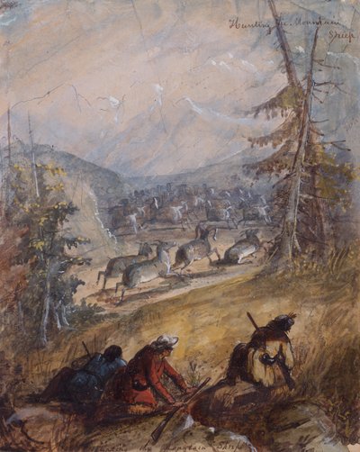 Cazando la oveja de montaña, c.1837 de Alfred Jacob Miller