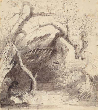 Cabaña india en el Platte, c.1837 (pluma y tinta y aguada sobre papel) de Alfred Jacob Miller