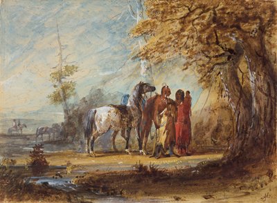 Familia india, c.1837 (lápiz, acuarela y gouache sobre papel) de Alfred Jacob Miller