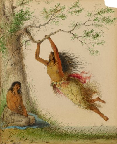 Niñas Indias Columpiándose, 1860 de Alfred Jacob Miller