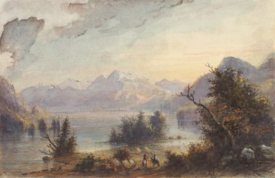 Escena del lago, Montañas Rocosas, c.1837 (acuarela sobre papel) de Alfred Jacob Miller