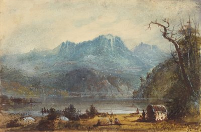 Lake Scene, Wild River Mountains, c.1837 (acuarela sobre papel) de Alfred Jacob Miller