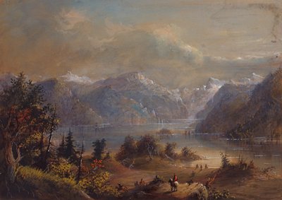 Lake Scene, Wind River Mountains, c.1837 (lápiz, acuarela y gouache sobre papel) de Alfred Jacob Miller