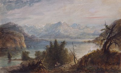 Lago, cadena montañosa de Wind River, c.1837 de Alfred Jacob Miller