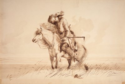 Lost Green Horn, c.1850 (lápiz, pluma y tinta, y aguada sobre lienzo) de Alfred Jacob Miller
