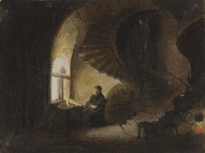 Hombre sentado junto a una ventana de Alfred Jacob Miller