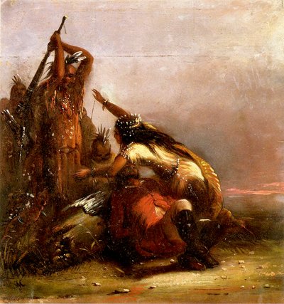 Pocahontas (óleo sobre papel) de Alfred Jacob Miller