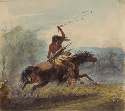 Mujer Shoshone lanzando el lazo, c.1837 de Alfred Jacob Miller