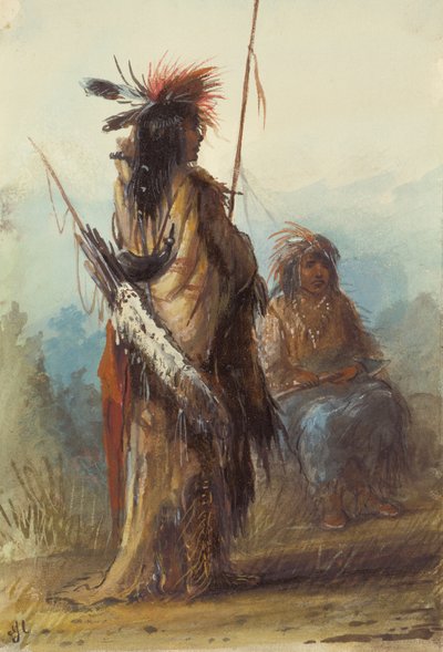 Shoshones, Green River, c.1837 (lápiz, pluma y tinta y aguada sobre papel) de Alfred Jacob Miller
