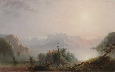 El lago expande su solitario seno al cielo, c.1850 de Alfred Jacob Miller