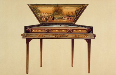 Dulcémele martillado en una caja de resonancia pintada, siglo XVIII, de 