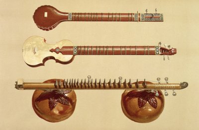 Dos sitares y una rudra vina, indios, de 