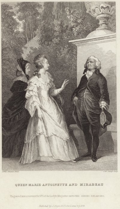 Reina María Antonieta y Honoré Gabriel Riqueti de Alfred Johannot
