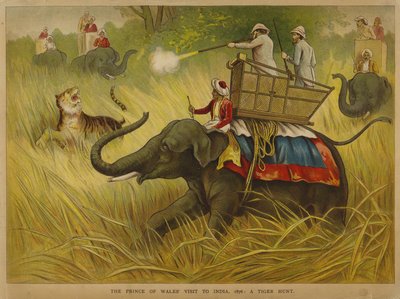 Eduardo, Príncipe de Gales, disparando a los tigres en una visita a la India de Alfred Johnson