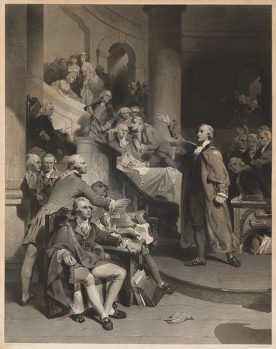 Patrick Henry Dando su Famoso Discurso en la Casa de los Burgueses, Virginia de Alfred Jones