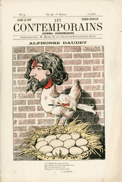Portada de "Les Contemporains", número 9, Satírico en Colores: Alphonse Daudet - Literatura - Houle, Daudet Alphonse - Ilustración de Alfred Le Pepetit de Alfred Le Petit