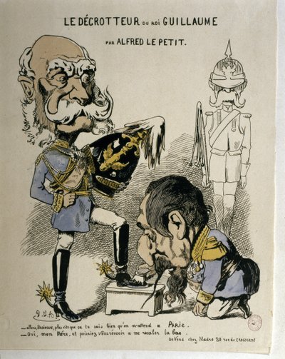 GUERRA FRANCO-PRUSIANA: Caricatura de Guillermo I de Prusia y Napoleón III de Fran... de Alfred Le Petit