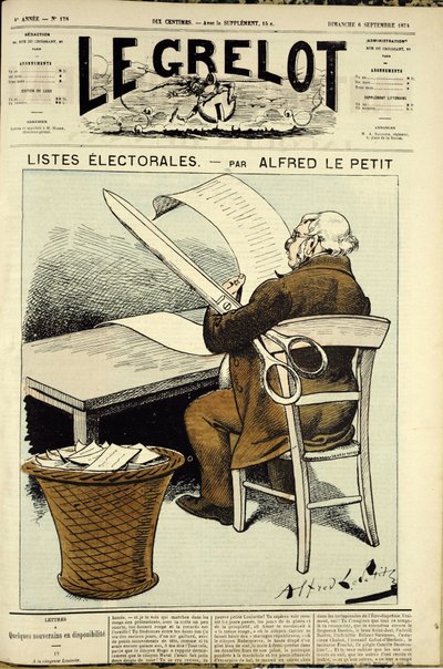 Ilustración para la portada de Le Grelot, No. 178 de Alfred Le Petit