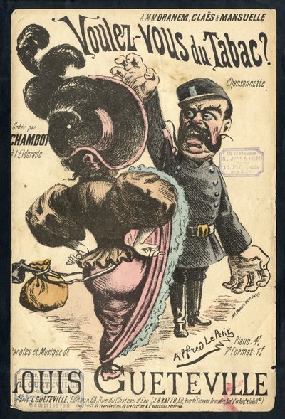 Ilustración de Alfred Le Petit en "Chanson illustree", circa 1900 - Vouvous du tabac. Louis Gueteville - Fumar, Tabaco de Alfred Le Petit