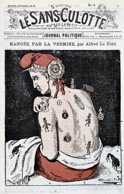 Marianne devorada por la inmundicia - por Alfred Le Petitty, en “Le Sans-Panlotte” de Alfred Le Petit