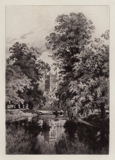 Cambridge: El Cam cerca de Trinity College, con la Torre de la Capilla de St John