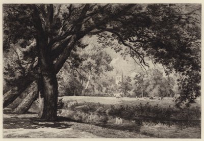 Torre Magdalen desde los prados de Christ Church de Alfred Louis Brunet Debaines