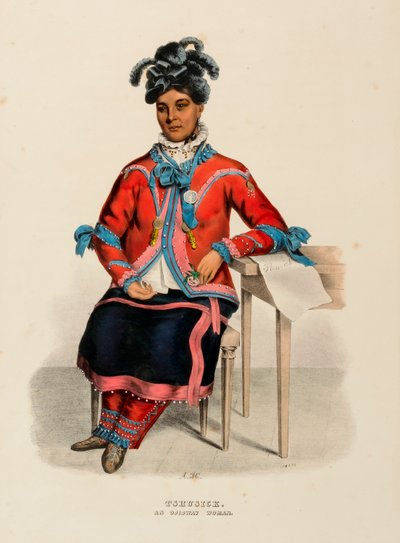 TSHUSICK. UNA MUJER OJIBWAY, de Historia de las Tribus Indias de Norteamérica de Alfred M. Hoffy