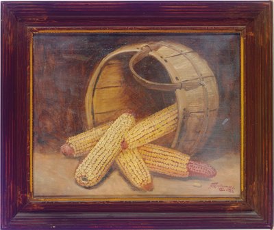 Maíz en una cesta (óleo sobre lienzo) de Alfred Montgomery