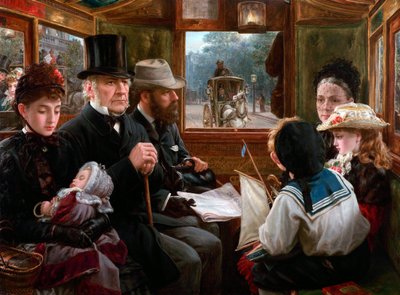 Un viaje en Ómnibus a Piccadilly Circus con el Sr. Gladstone viajando con pasajeros ordinarios de Alfred Morgan