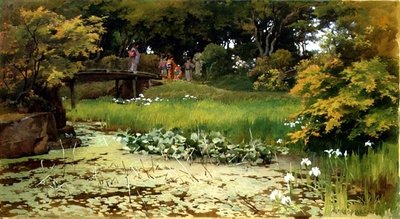 Estanque en el Jardín de Raku-Raku-Tei, Hikone de Alfred Parsons