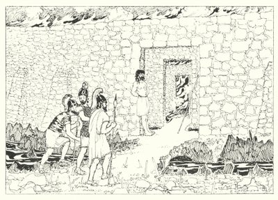 Historia verdadera de Lucian: Entrada a la Isla del Tormento (grabado) de Alfred Payne Garnett