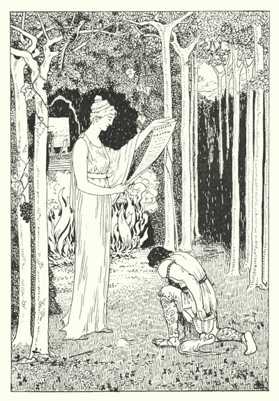 Historia verdadera de Luciano: Luciano entrega a Calipso la carta de Ulises (grabado) de Alfred Payne Garnett