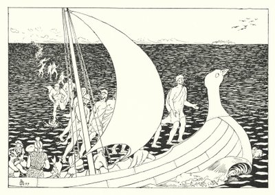 Historia verdadera de Lucian: Los hombres de los pies de corcho (grabado) de Alfred Payne Garnett