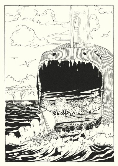 Historia verdadera de Lucian: El barco tragado por la ballena (grabado) de Alfred Payne Garnett