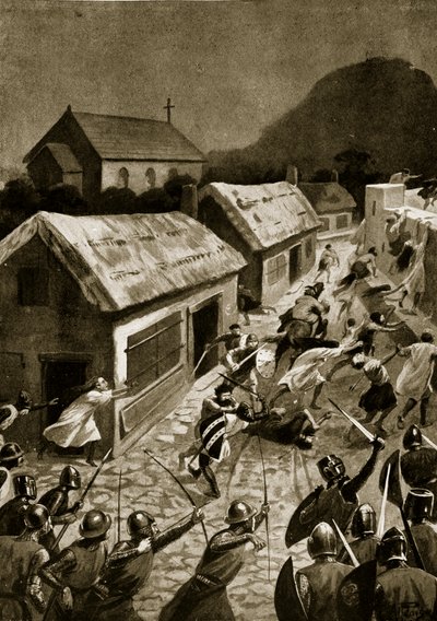 El asalto de Berwick por los escoceses, noviembre de 1354, ilustración de 