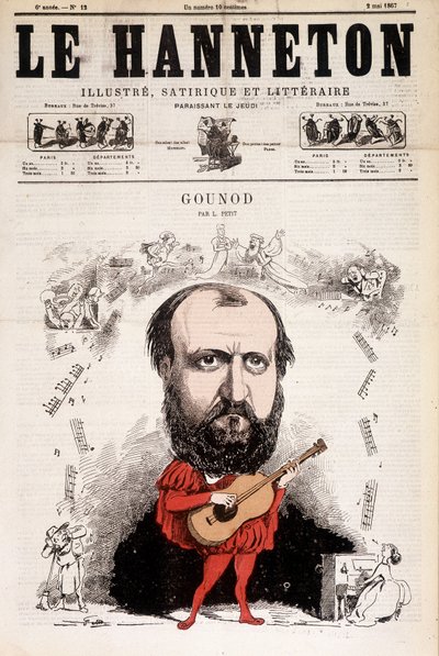 El chabiner de mayo de 1867. Caricatura de Charles Gounod (1818-1893), compositor francés. por Alfred le Petit de Alfred Petit