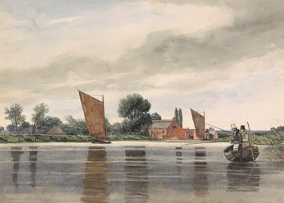 Coldham Hall, con H. Priest y C. Turner Angling, 1835 de Alfred Priest