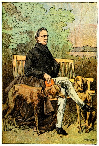 El poeta Alphonse de Lamartine con sus perros de Alfred Prunaire