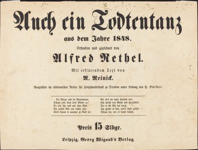 Auch ein Todtentanz: Página de título de Alfred Rethel