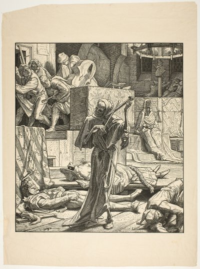 La muerte el estrangulador, el primer brote de cólera en un baile de máscaras en París, 1831 de Alfred Rethel