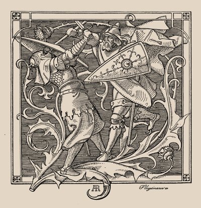 Los Nibelungos. Hagen de Troneck mata a Iring, 1840-1841 de Alfred Rethel