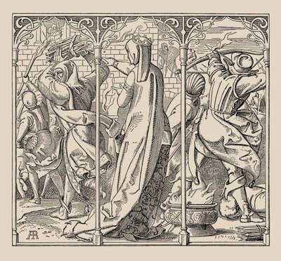 Los Nibelungos. Cómo la Reina Ordenó Quemar el Salón, 1840-1841 de Alfred Rethel