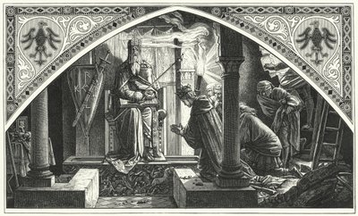 Otón III en la tumba de Carlomagno de Alfred Rethel