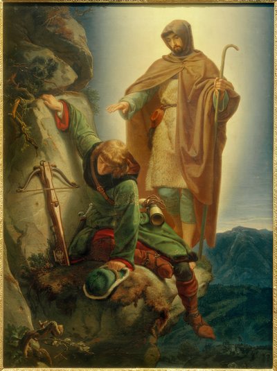 Ángel de la guarda salva a Maximiliano en la pared de San Martín de Alfred Rethel