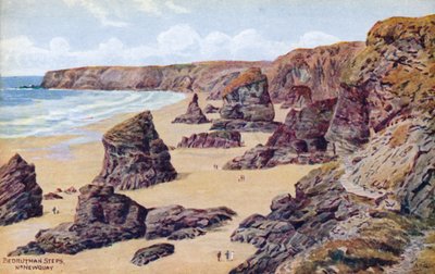 Bedruthan Steps, cerca de Newquay de Alfred Robert Quinton