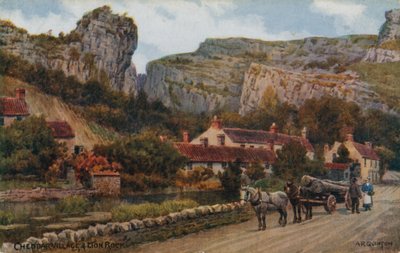 Pueblo de Cheddar y Roca del León de Alfred Robert Quinton