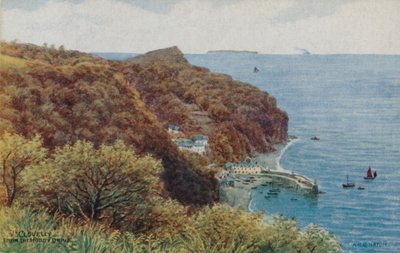 Clovelly desde Hobby Drive (litografía a color) de Alfred Robert Quinton